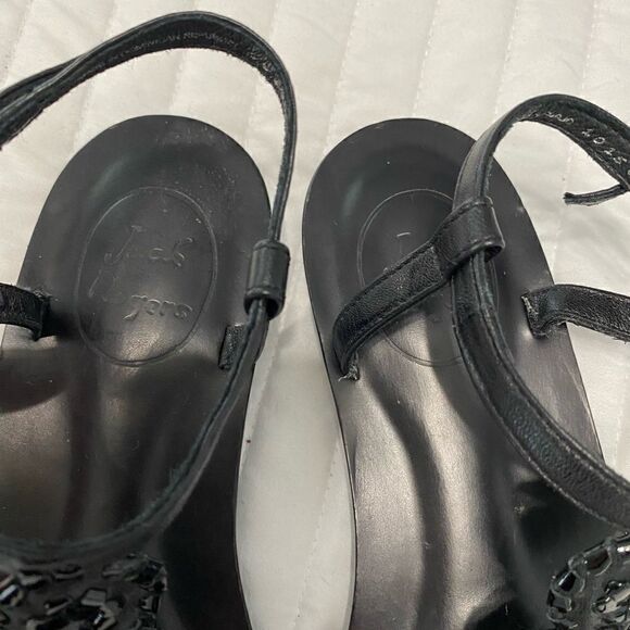 Jack Rogers Black Leather Sandals Women Size 6.5 - Picture 6 of 7